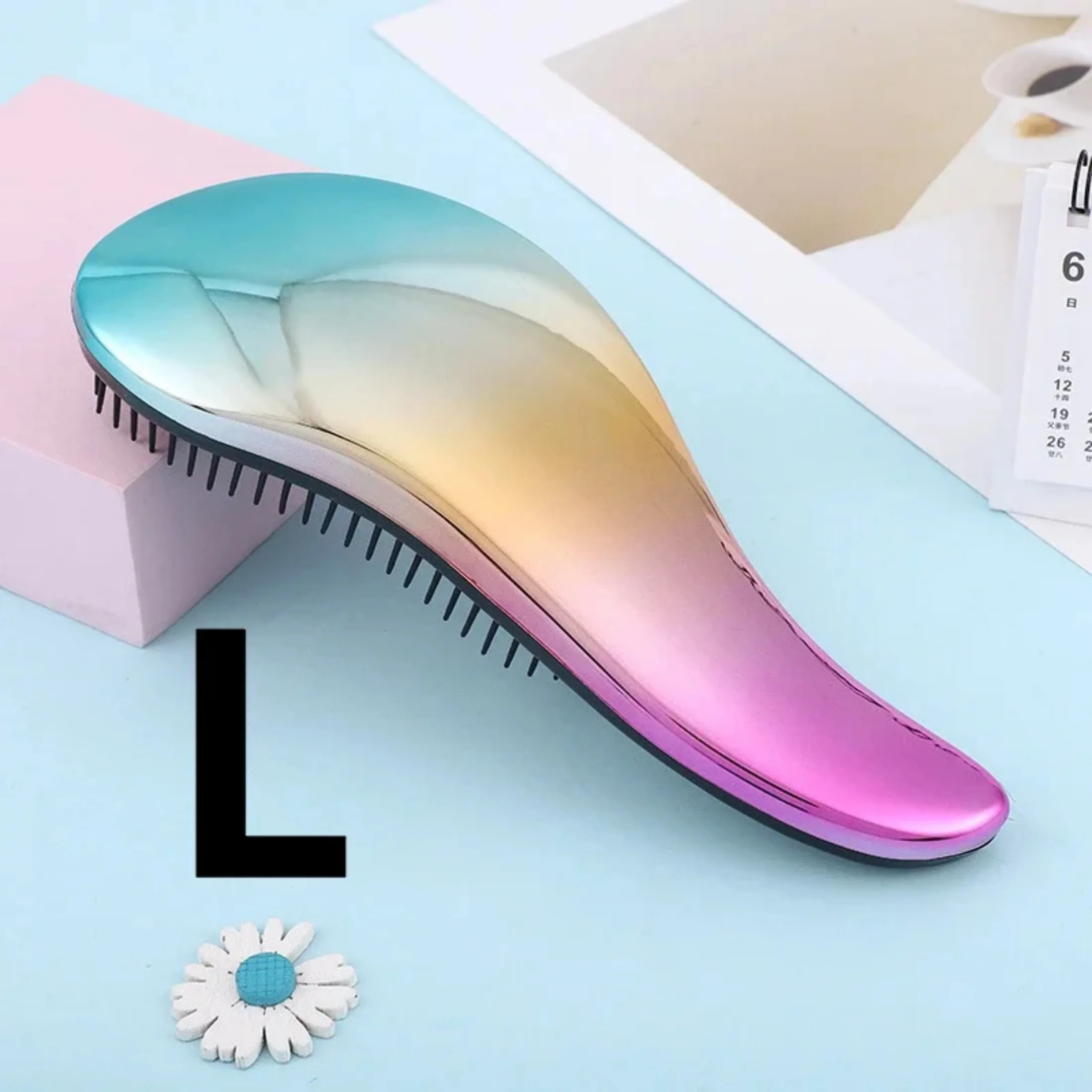 1pc Magic Anti-static Hair Brush Handle Plastic Electroplate Comb Shower Shampoo Massage Comb Salon Hair Styling Tools image 5
