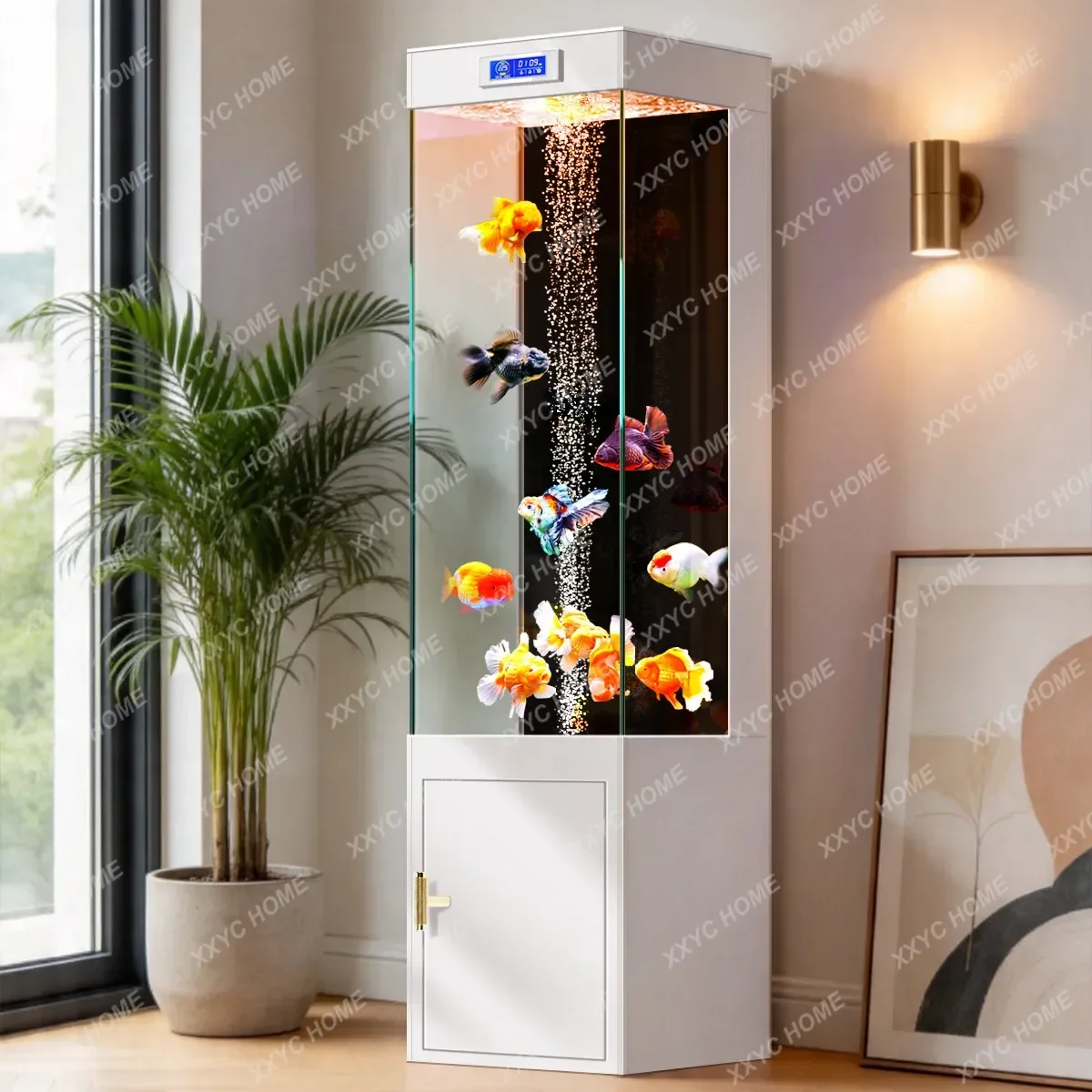 Smart Fish Tank Living Room New Bottom Filter Integrated Vertical Small Lazy Self-circulation Ultra-white Glass Goldfish Tank