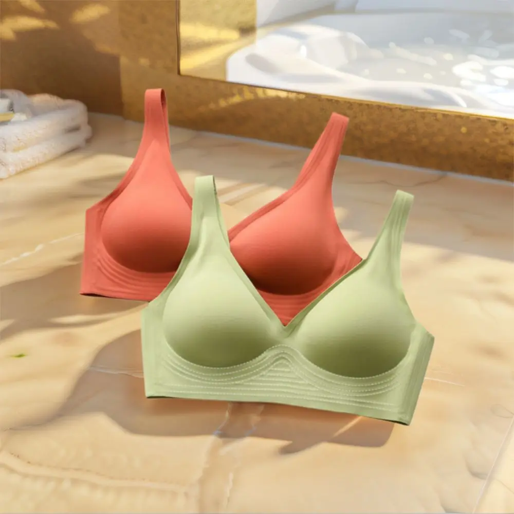 

Seamless Wireless Deep V Bra Shockproof Close-fitting Brassiere for Women No Trace Gathered Breasts Push Up Underwear Running