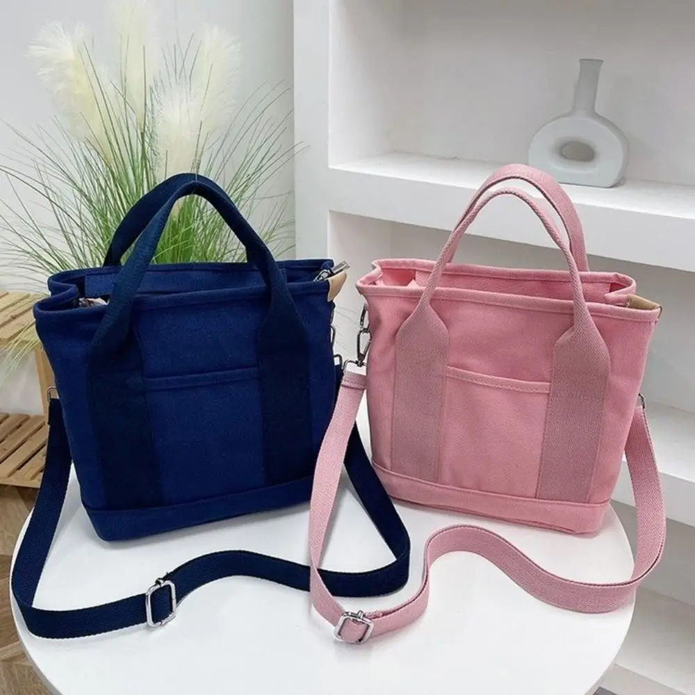 

Multi-pocket Japanese Style Crossbody Bag Handbag Large Capacity Pure Color Tote Bag Stroge Bag Shopping Bag Canvas Shoulder Bag