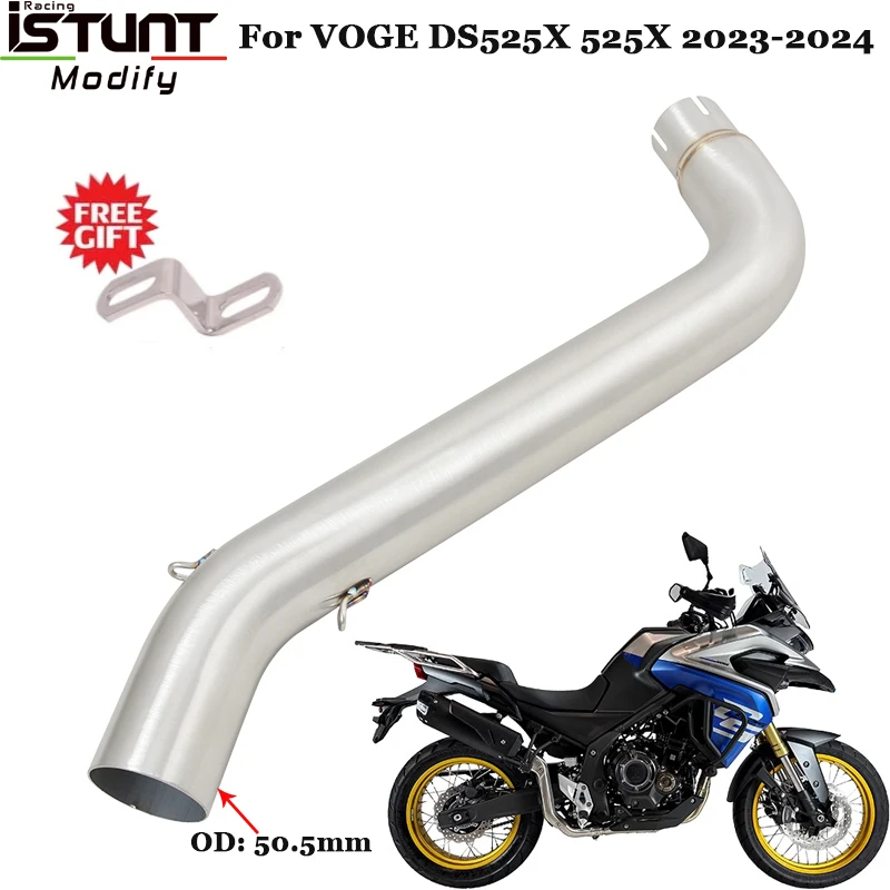 Slip On For VOGE DS525X DS 525X 2023 2024 Motorcycle Exhaust Escape Systems Stainless Steel Link Pipe Connection 51mm Muffler