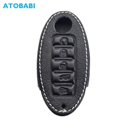 Leather Car Key Case Keychain For Nissan Altima Murano Maxima Patrol Armada Infiniti Q50 QX50 Q60 QX60 Smart Remote Fobs Cover