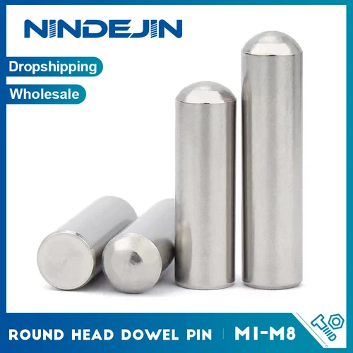 5-50 unids/pack pasadores de cabeza redonda M1 M1.2 M1.5 M1.6 M2 M2.5 M3 M4 M5 M6 M8 rodillo de Pin paralelo Pin localizado cilíndrico de Metal