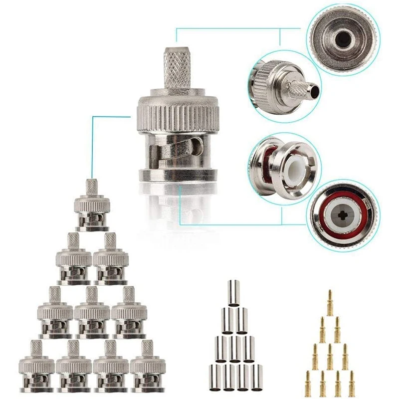 Rotary Coaxial Cable Stripper Cutter Tool Coaxial RF Connector Crimping Tool With Male BNC Plug Crimp Connector Kits