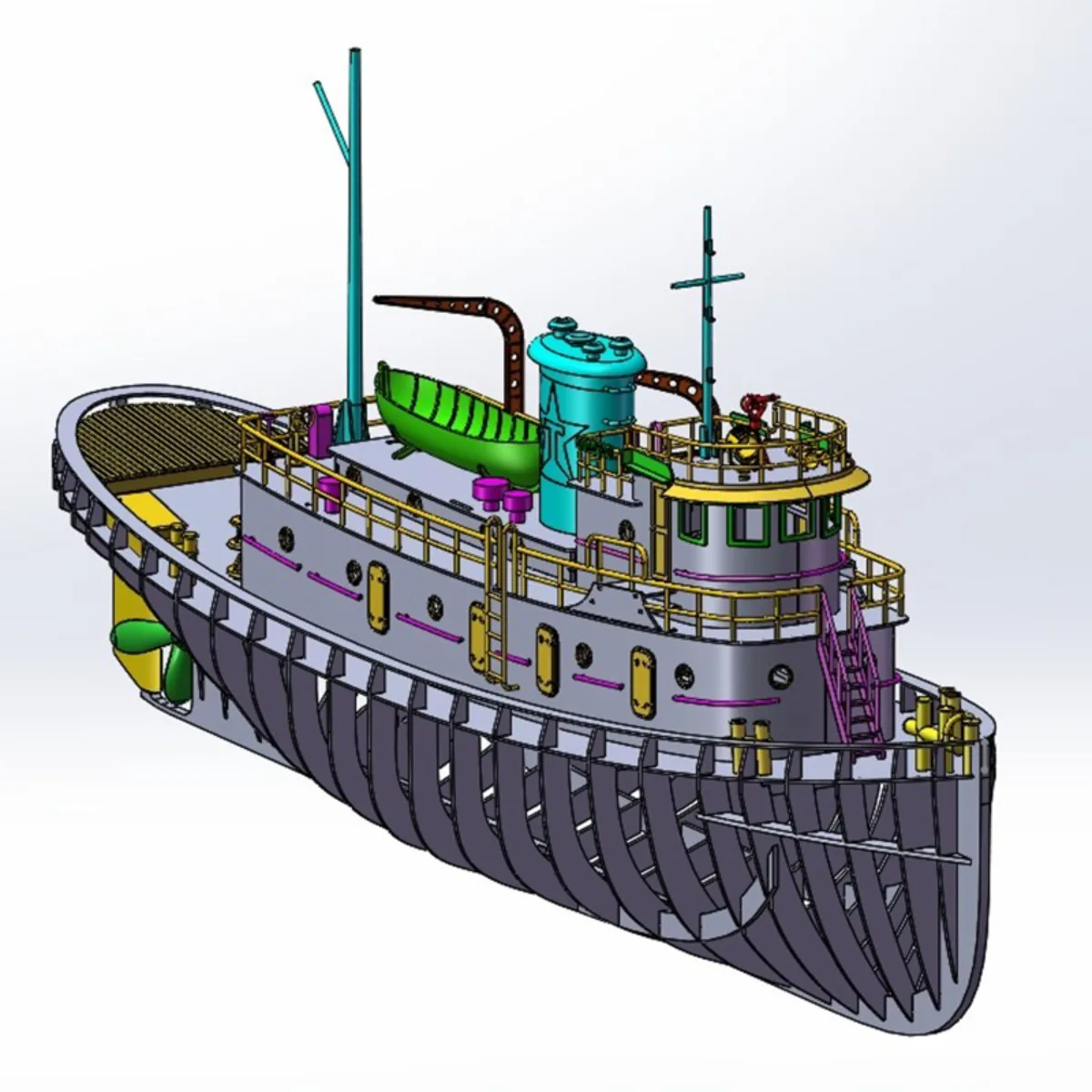 1/31 RC bateau 97cm Simulation HAVOLINE vapeur télécommande remorqueur photopolymérisable impression détails RC bateau Kit jouet adulte