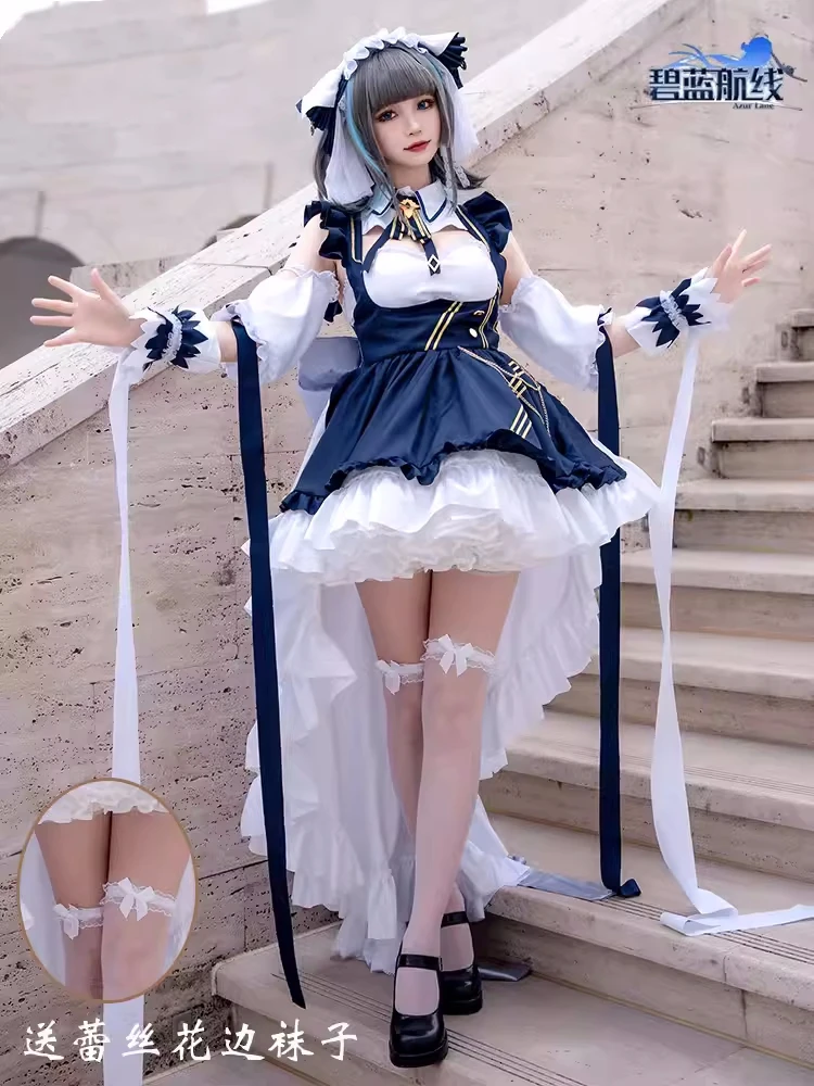 

Hot Game Azur Lane HMS Cheshire Cosplay Costume Women Girls Maid Suit Apron Dress Role Play Clothing Carnival Party Outfit Stock