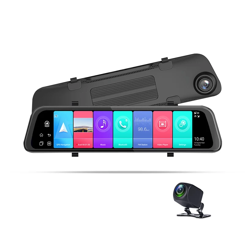 

Android 8.1 4g car camera dual cams HD1080P mirror car dvr camera with live video GPS ADAS and wifi 128G SD card