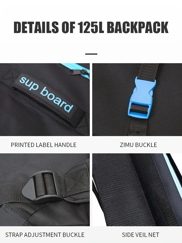 KOETSU 80L/105L/125L Paddelrucksack mit großem Fassungsvermögen, aufblasbare Paddeltasche, tragbare Aufbewahrungstasche für Outdoor-Surfen – Detail 9