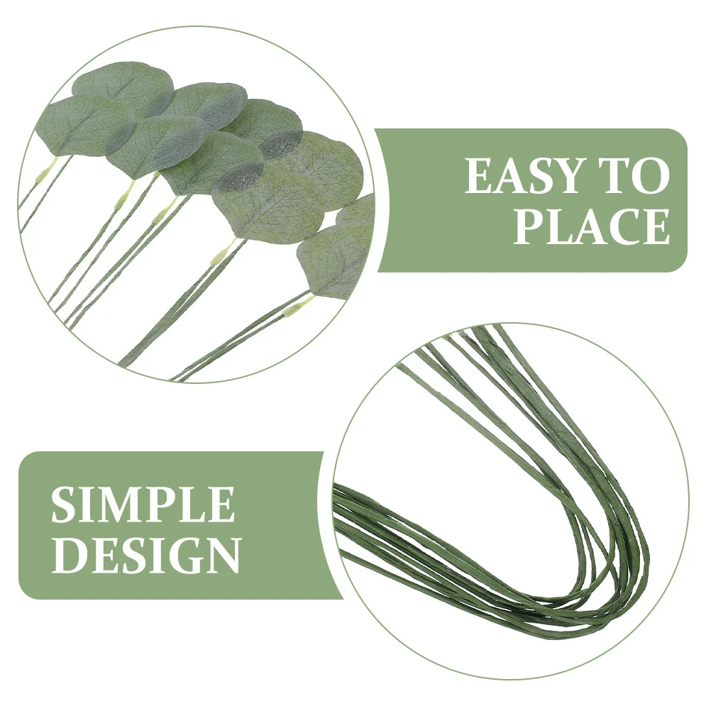 

20pcs Faux Eucalyptus Stems Artificial Plant Stems Realistic Simulation Leaves For Home Office Wedding Wreath Making Diy Craft