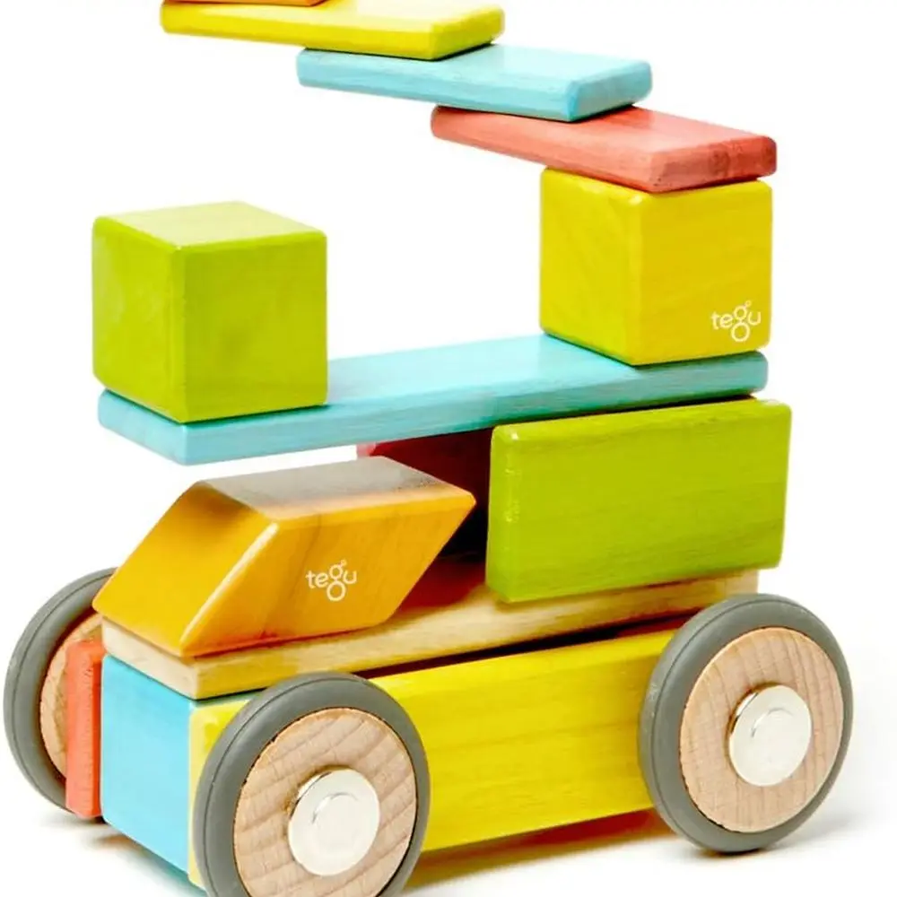 42-Piece Tegu Magnetic Wood Block Set, Tints, Suitable for Ages 1 to 99