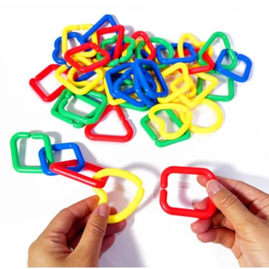 40 Stuks Plastic Ketting Links Speelgoed Willekeurige Vorm Kleur Link Suiker Zweefvliegtuig Kooi Accessoires Vogel Speelgoed Met Haken Voor Klimmen schommel Lti