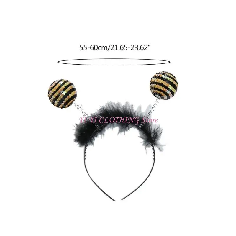 N5KF 할로윈 꿀벌 머리띠 꿀벌 안테나 촉수 머리 후프 동물의 코스프레 의상 Asseses 여성용 여자 파티 용품