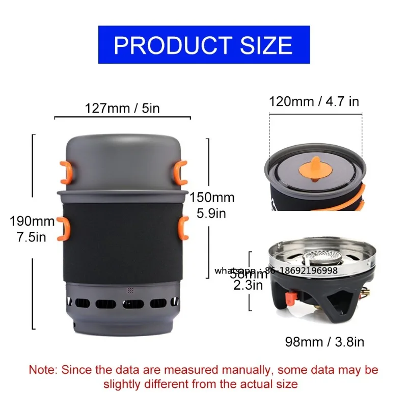 Widesea Camping Cooking System with Heat Exchanger Outdoor Gas Burner Stove Tourist Pot Set Cup Tableware Cookware Tourism Hike