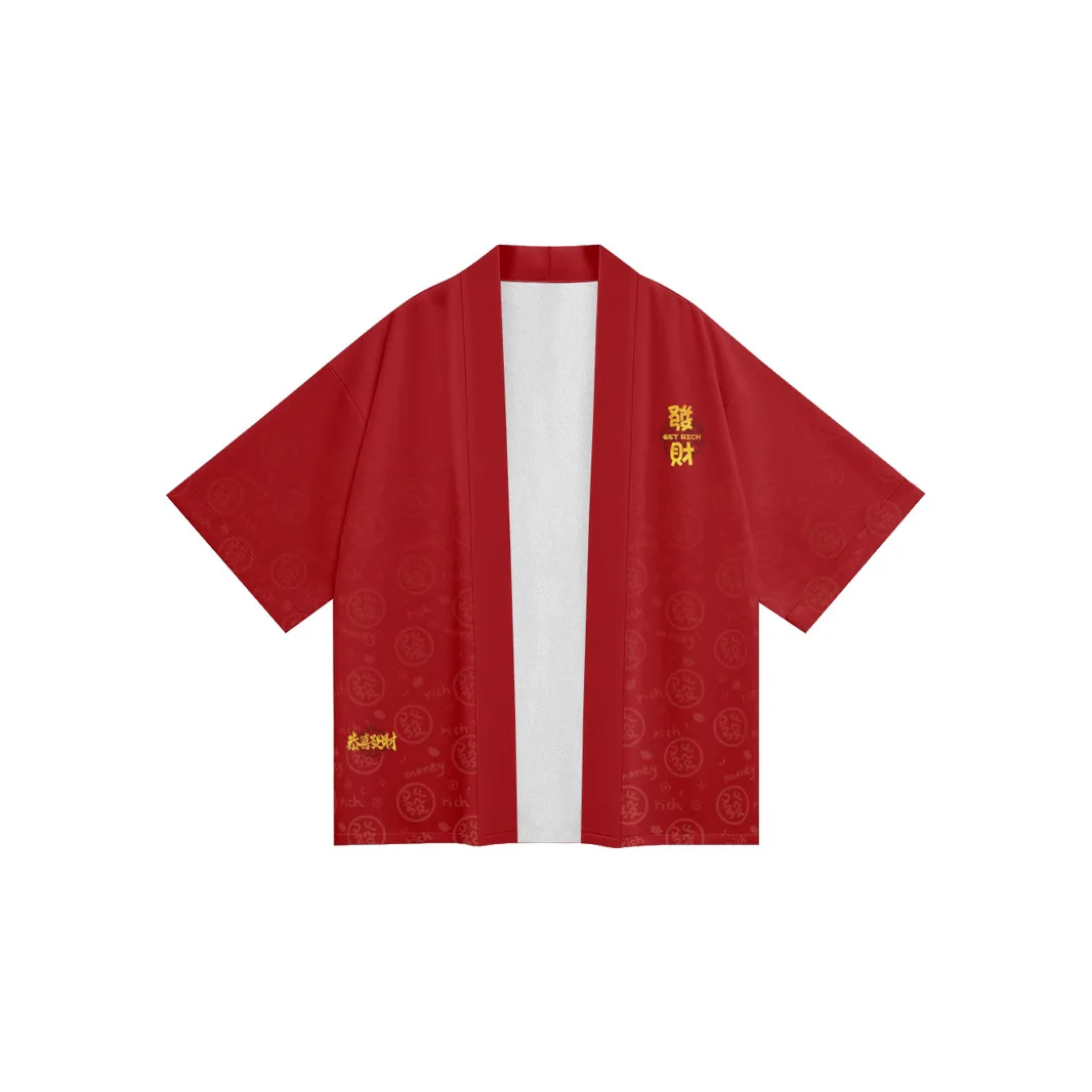 سترة صيفية فضفاضة على الموضة اليابانية الكرتونية التنين كيمونو ملابس الشارع الشهير رداء النساء والرجال هاوري توب يوكاتا