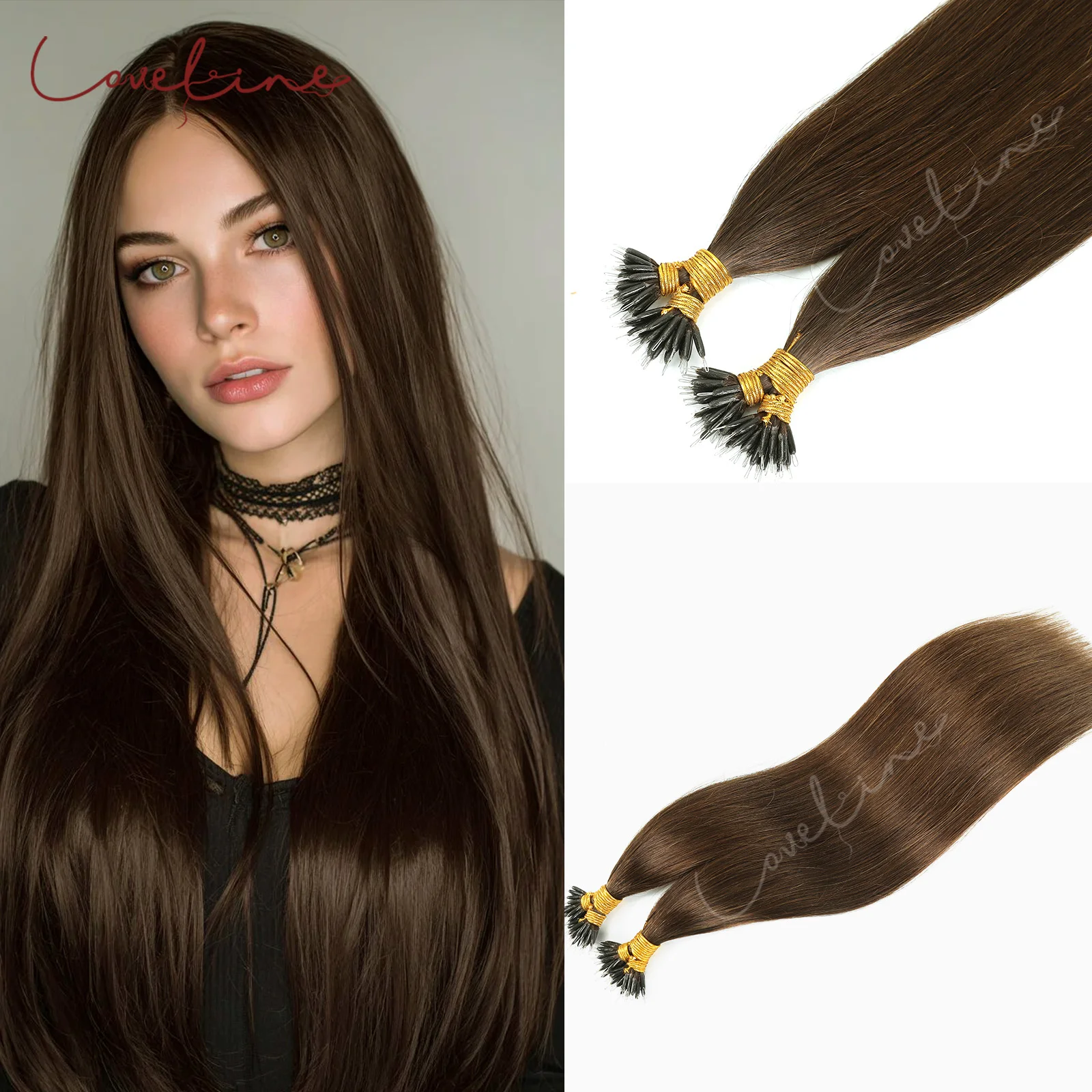 100% Virgin Remy Human Hair Nano Ring Micro Beads Tip Extensions Natural Thick Full Head 16-24Inch Salon New Hairpiece for Women