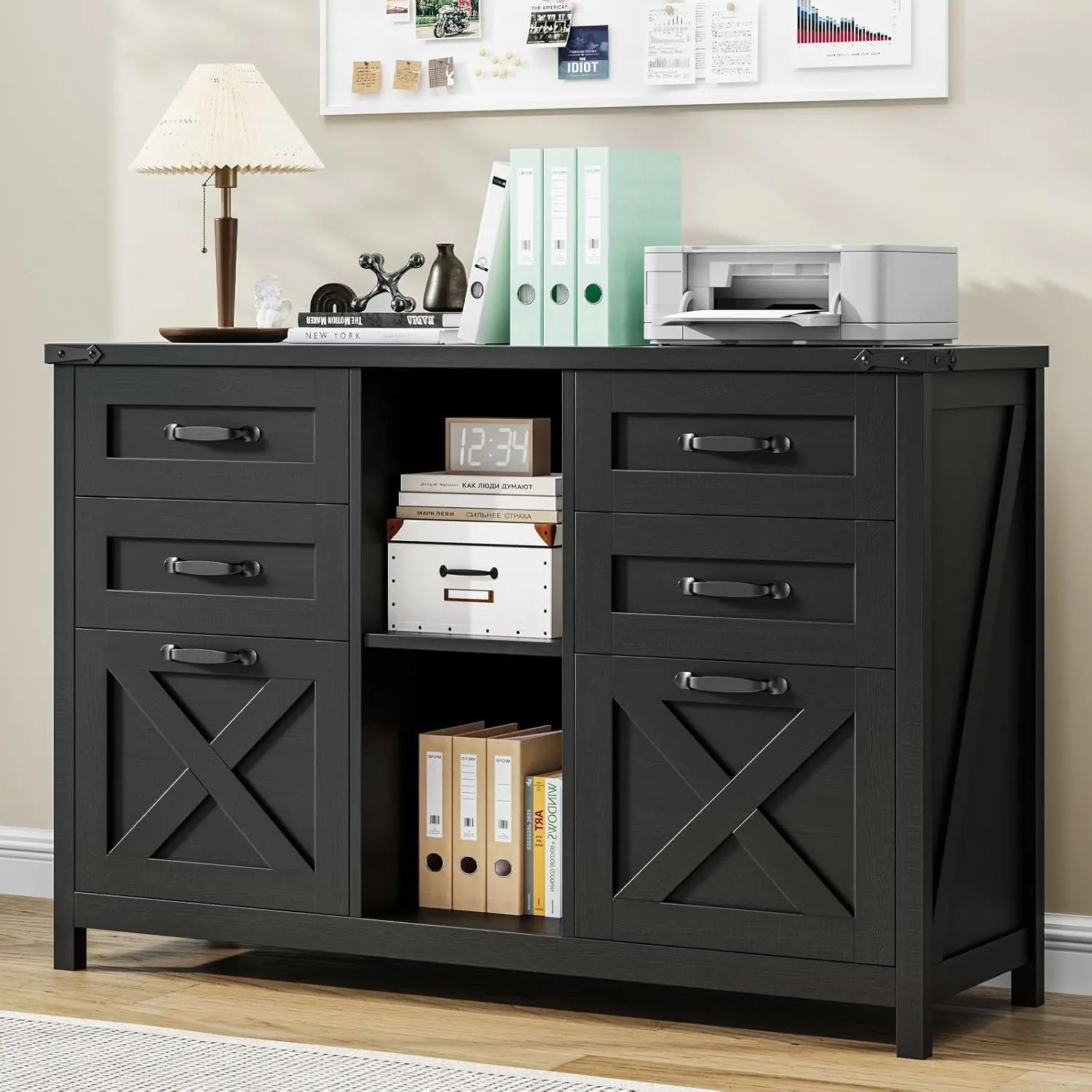 

Шкаф для документов с 6 ящиками, в стиле фермерского дома, для форматов Letter/A4, деревянный, на заказ