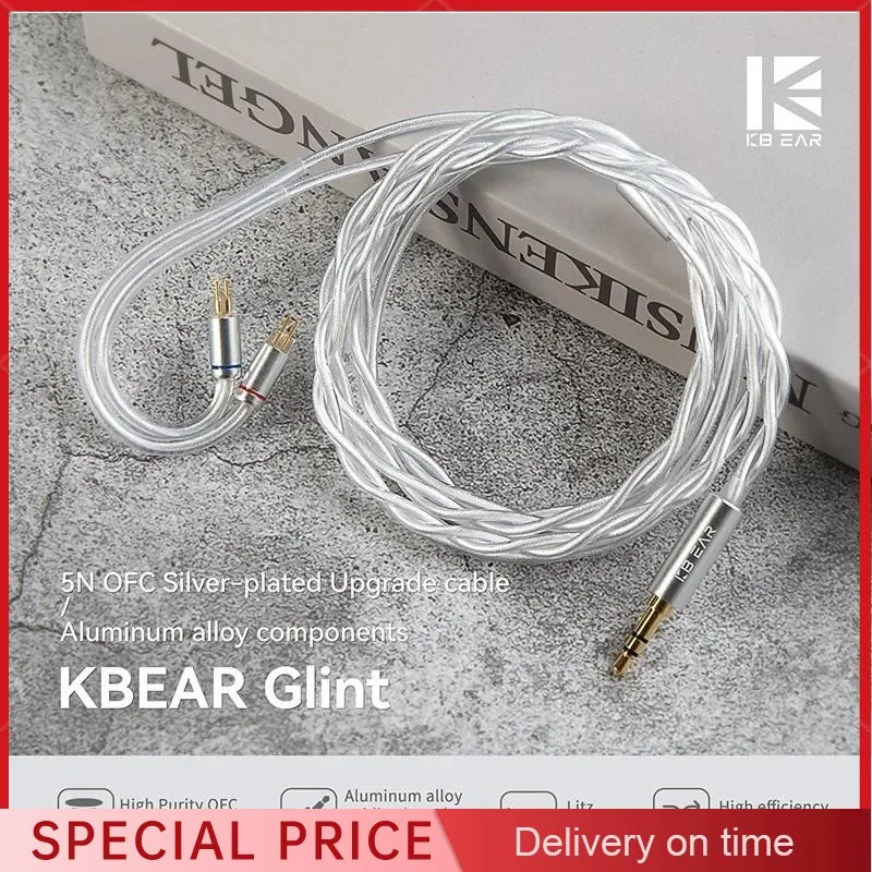 KBEAR Glint 5N OFC посеребренный кабель для обновления Компоненты из алюминиевого сплава 108 ядер Кабель OFC высокой чистоты