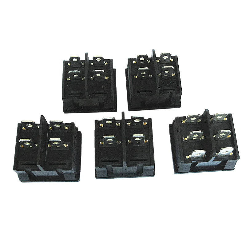 10pcs KCD5 Rocker Switch, 6-Pin 3-Position / 4-Pin 2-Position, Red/Green Illuminated, Double-Pole Power Rocker Switch