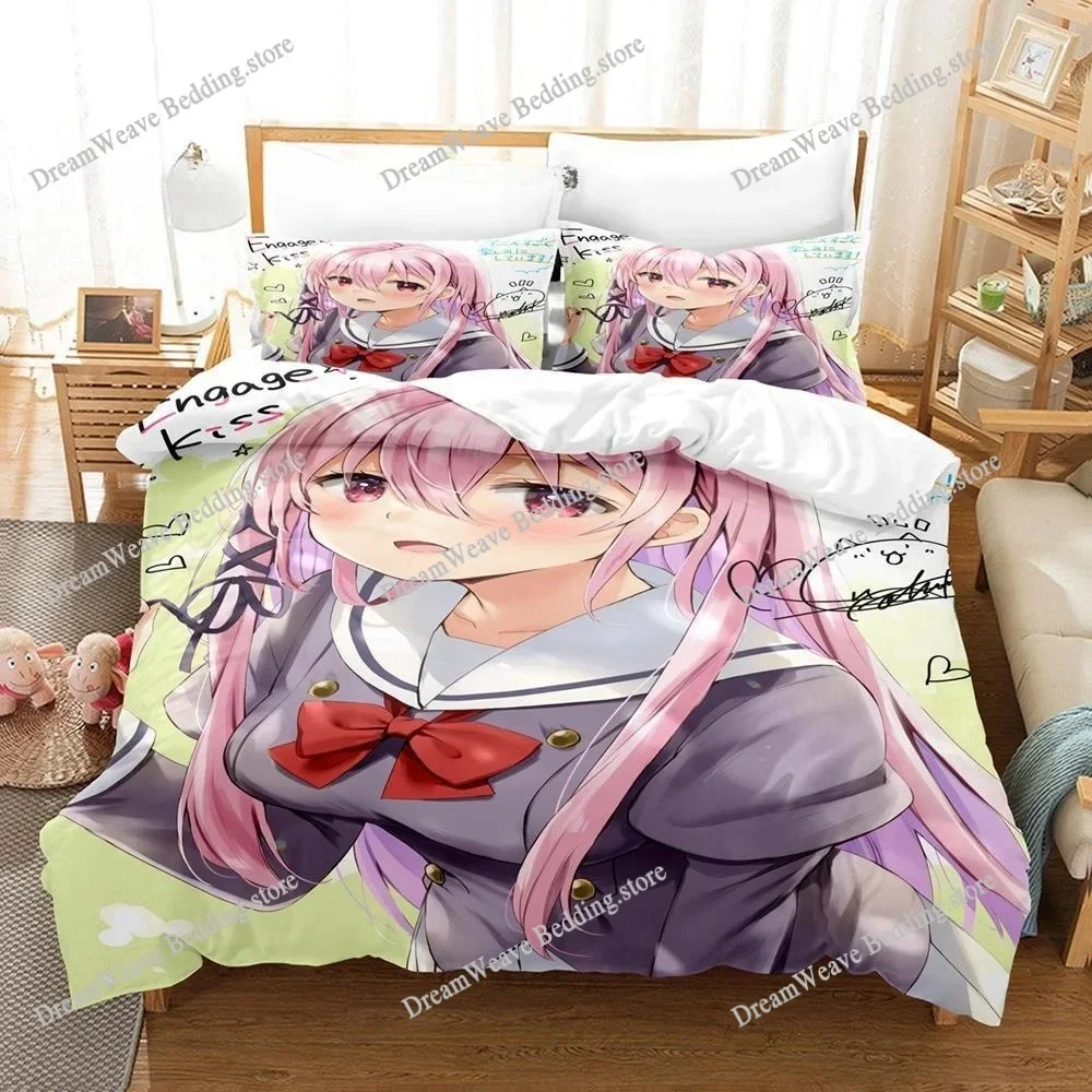 Anime Engage Kiss Bedding Set Single Twin Full Queen King Size Bed Set Teenager Bedroom Sheet Set 3D Print Anime Bed Sheet Set