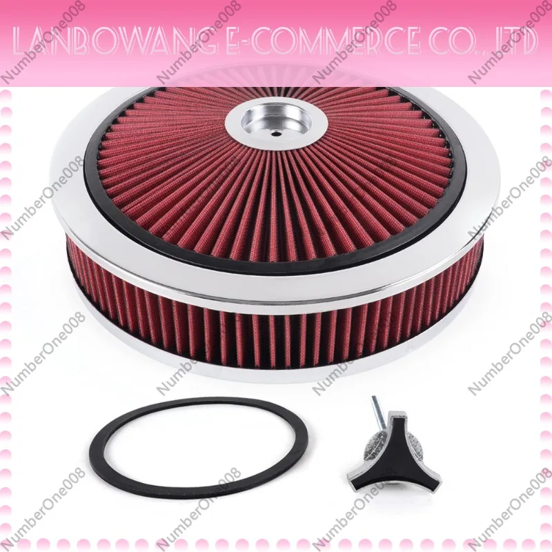 14 x 3 Inch Round Reusable High Flow Air Filter Washable Replacement Car Air Cleaner