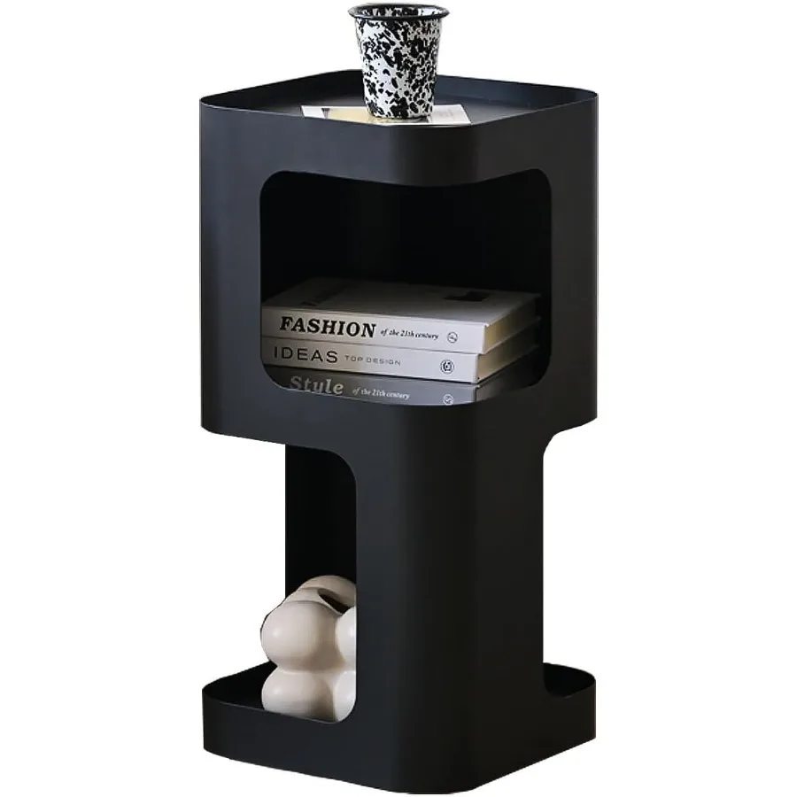 Modern Side TableSmall end Table for Small Spaces Metal nightstand with Storage Shelf SpaceSaving Bedside Table Accent Table Dr