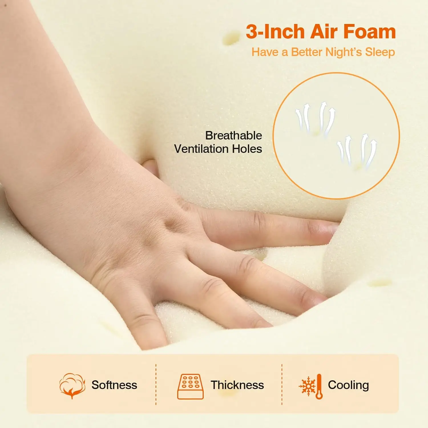 

Bed Mattress Topper, 3 Inch Thickness Soft Mattress Pad, Full Bed Topper