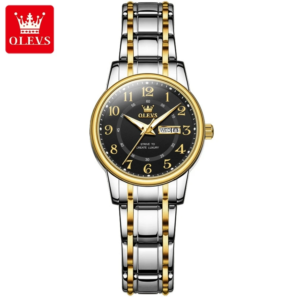 

OLEVS 2891 Quartz Casual Watch Gift Alloy Watchband Round-dial Week Display Calendar