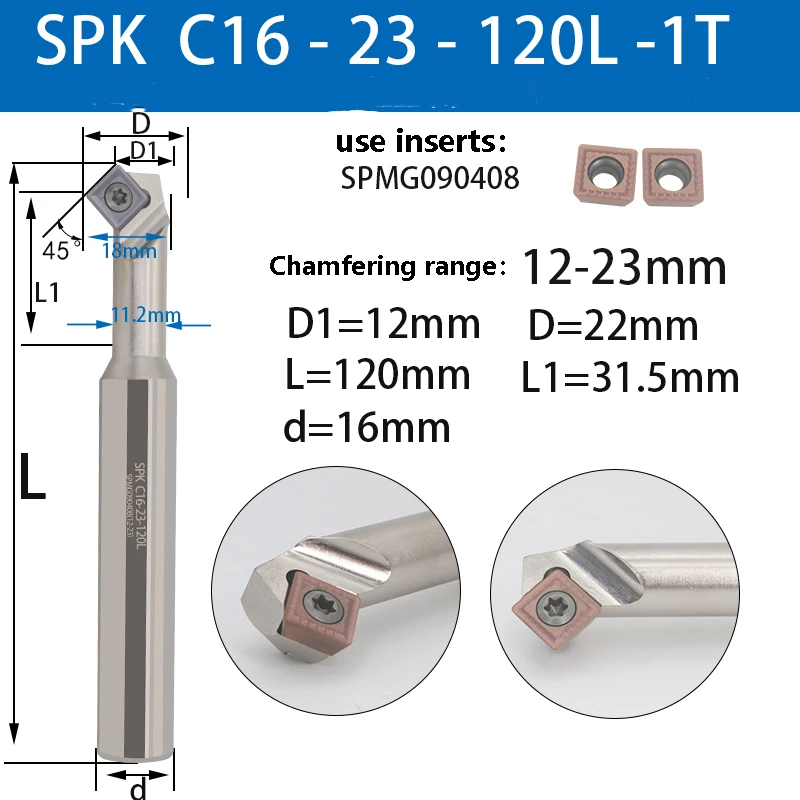 Imagem -03 - Além de Spk C1216-110 C1623-120 C20-25-130 Fresa Chanfradura Faca Ferramentas Uso Inserções de Carboneto Sekt Seht Spmg Endmill