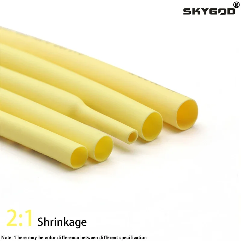 1M Yellow Dia 1 2 3 4 5 6 7 8 9 10 12 14 16 20 25 30 40 50 mm Heat Shrink Tube 2:1 Polyolefin Thermal Cable Sleeve Insulated