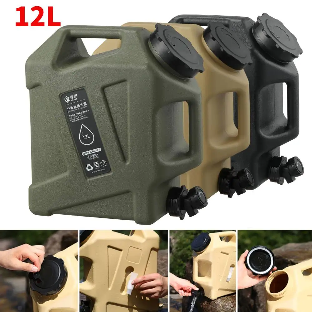 12L Outdoor Water Bucket Large-Capacity Portable Camping Water Bag Container with Faucet Driving Water Tank for Picnic Hiking