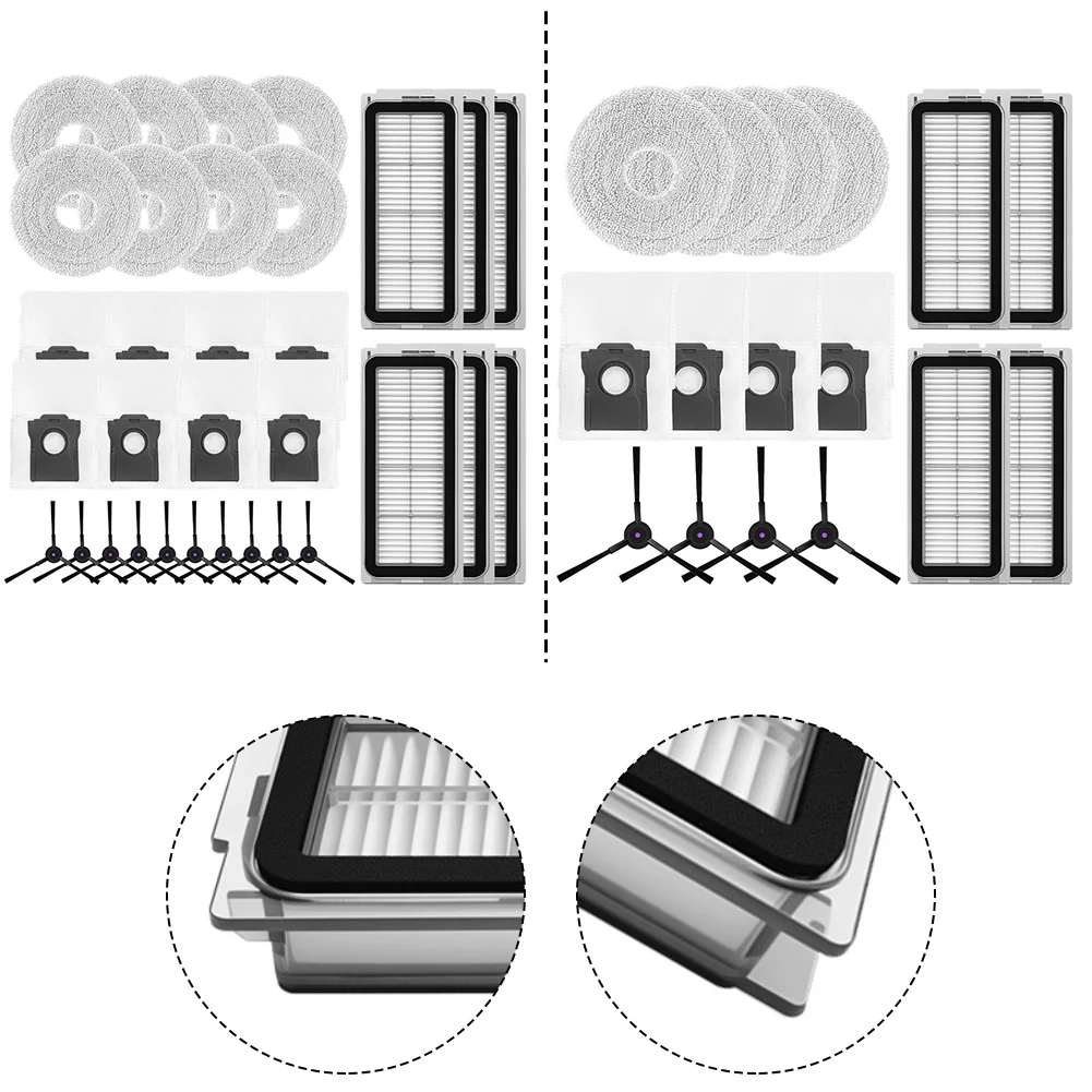 Filters Mop Cloths Dust Bags With Side Brushes Kit For Cecotec For Conga For X50 / For X50 FOR X-Treme Robot Vacuum Cleaner