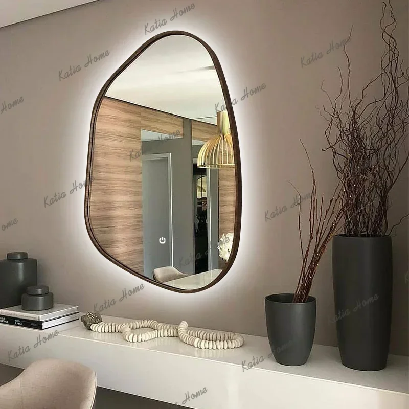 PG Customized LED Lighting Mirrors Irregular Shape High-Definition Explosion-Proof Glass Minimalist Hotel Bathroom Vanity Mirror