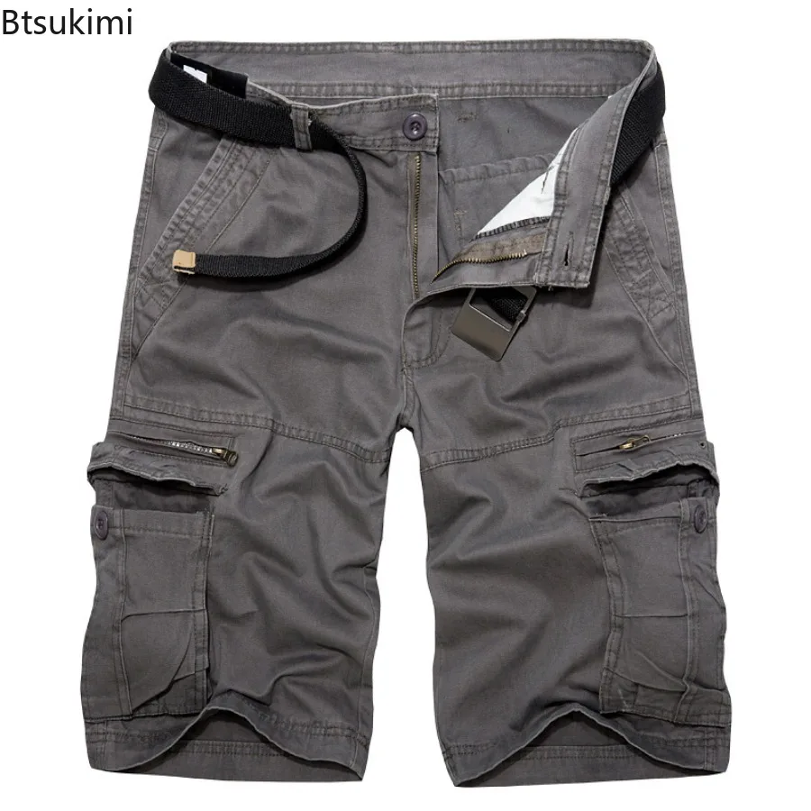 2025 Summer Men's Cotton Cargo Shorts High Quality Men Outdoor Loose Casual Sport Shorts Oversized Multiple Pockets Homme Shorts