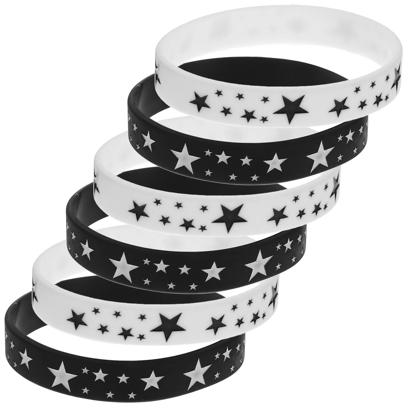 6Pcs Elastic Silicone Wristbands Star Pattern Simple Comfortable Stretch Bracelets Unisex DIY Wrist Charm Bands view 4