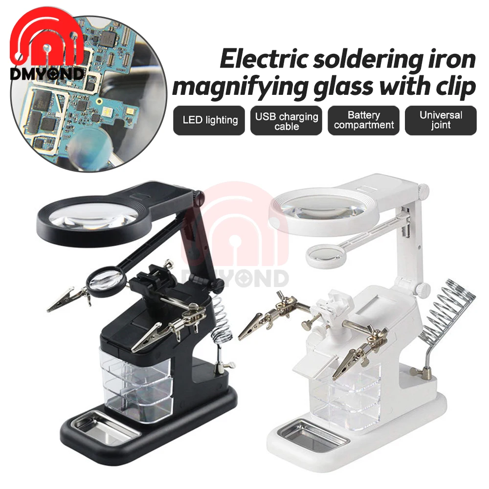 

Multi-functional Welding LED Magnifier 3X/4.5X/25X Magnifying Glass Clip Holder Clamp Helping Hand Soldering Repair Tool