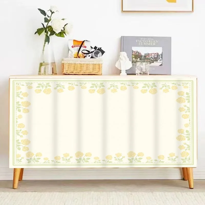 VIKAMA Floral Tile Rose Cabinet Curtain, Dustproof Wardrobe Door Curtain for Bookcase Dorm Room Bedroom Decor