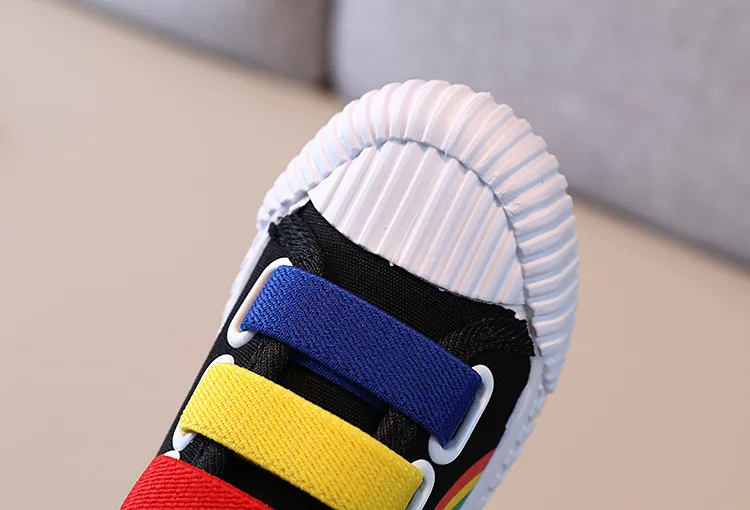 Child Boy Girl Canvas Hook Loop Flat Rainbow Shoes Spring Leisure Kids Non-slip Comfort Sneakers Shoe Toddlers Tennis Shoes