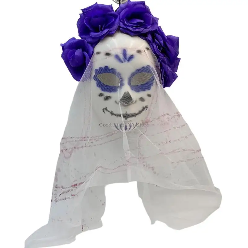  Sugar skull party cover with sheer back drape Halloween accessory for adult wear