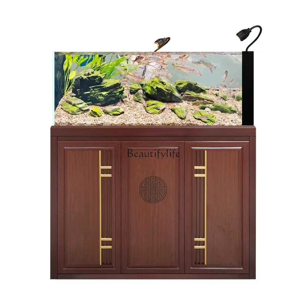 

FG-*Fish Globe Ecological Aquarium Landscape Super White Glass Home Living Room Floor Stream Tank