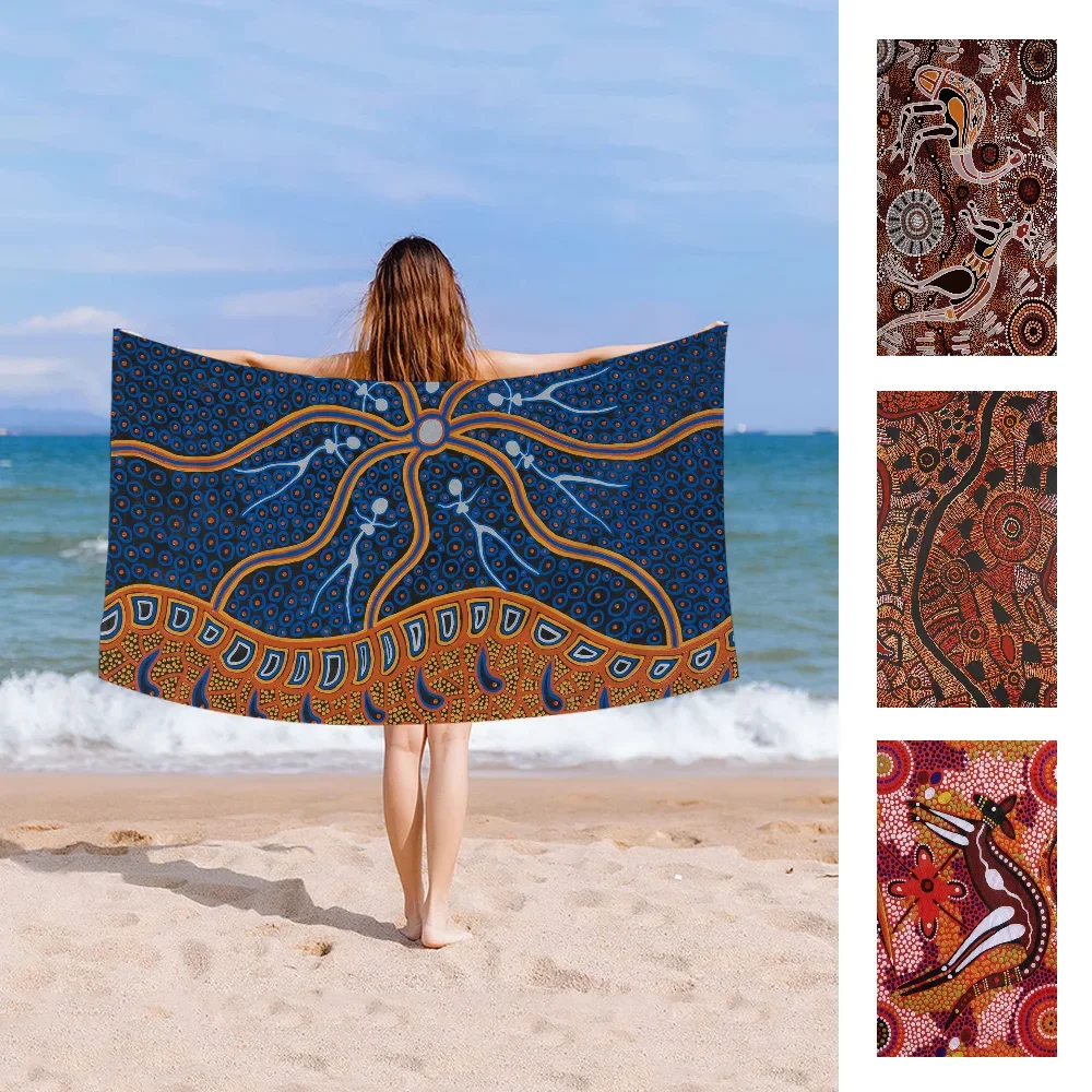 Australian Aboriginal Art Towel Microfiber Beach Towel Absorbent Quick dry Soft Yoga Swimming Resort Mountain Climbing Towel