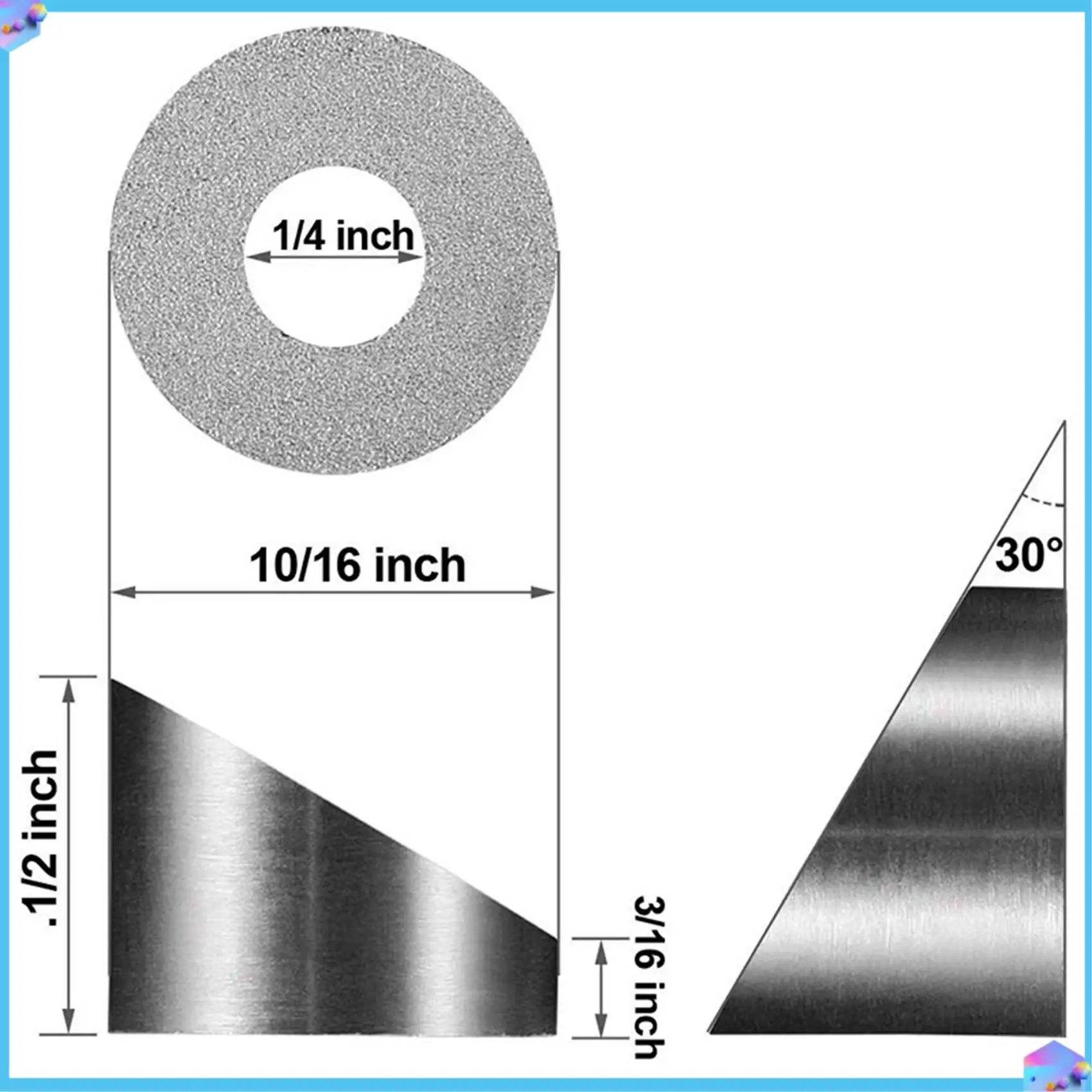 

A43T T316 Stainless Steel 1/4 Inch 30 Degree Angle Beveled Washer For 1/8 Inch To 3/16 Inch Deck Cable Railing Kit(40 Pcs)