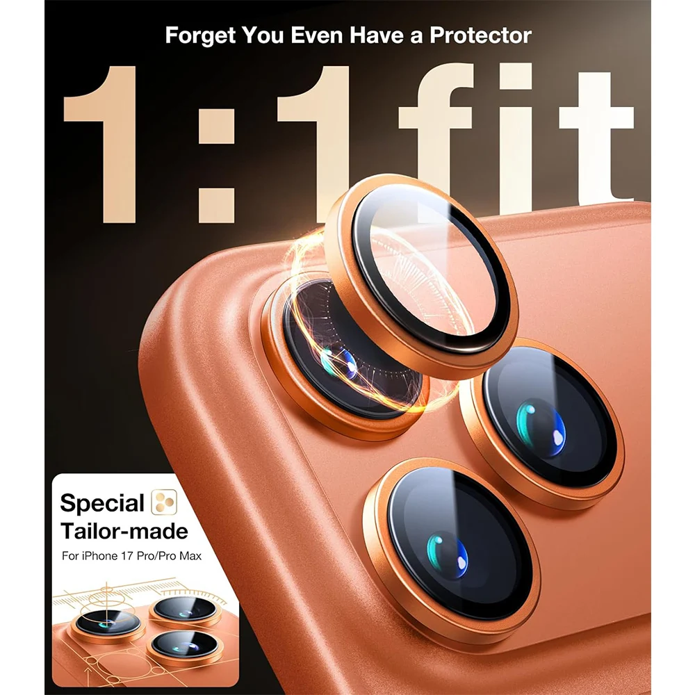 غطاء حماية لعدسة الكاميرا الزجاجية الفاخرة لهاتف آيفون 17 برو ماكس 16 بلس 15 14 13 12 11 برو ماكس 17 ملحقات الهاتف لحماية الهواء