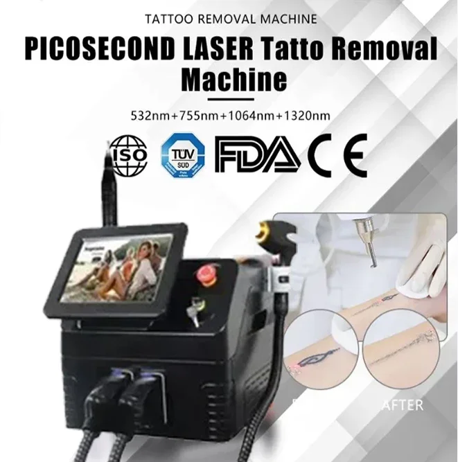 2 in 1 Painless Picosecond Laser Tattoo Removal Handle Picosecond Laser Tattoo Remover Machine Diode Professional Hair 808nm Arm