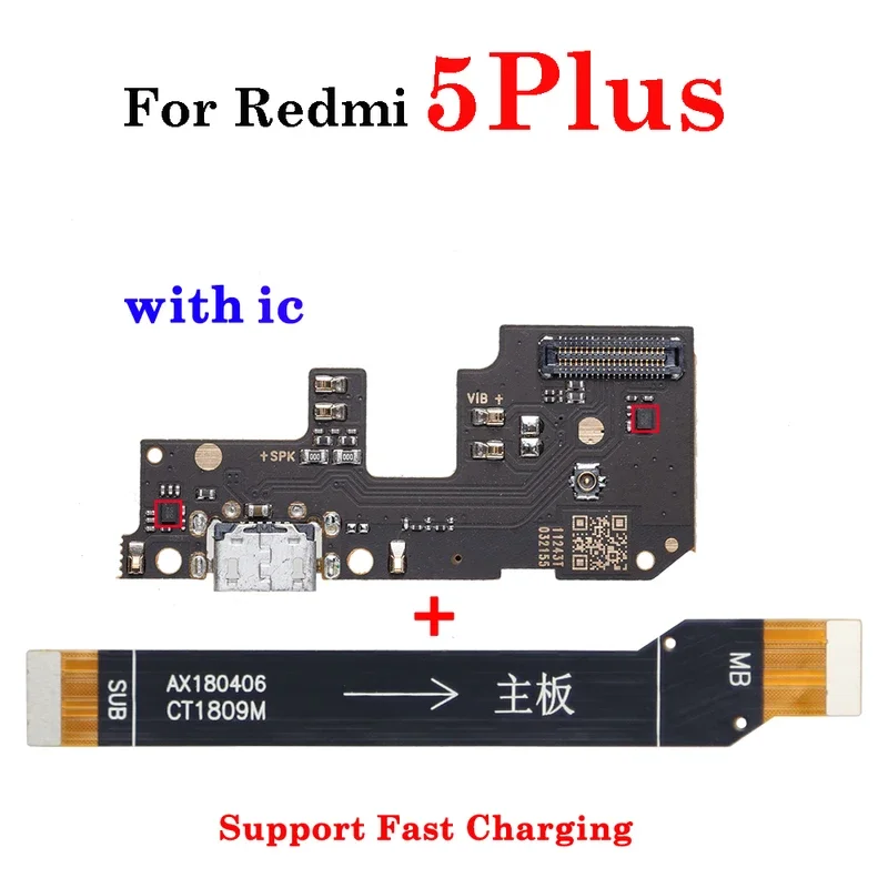 High-quality 1Pcs Tested Well New USB Charging Port For Redmi 5Plus Dock Connector Charger Board Flex Cable Replacement Parts