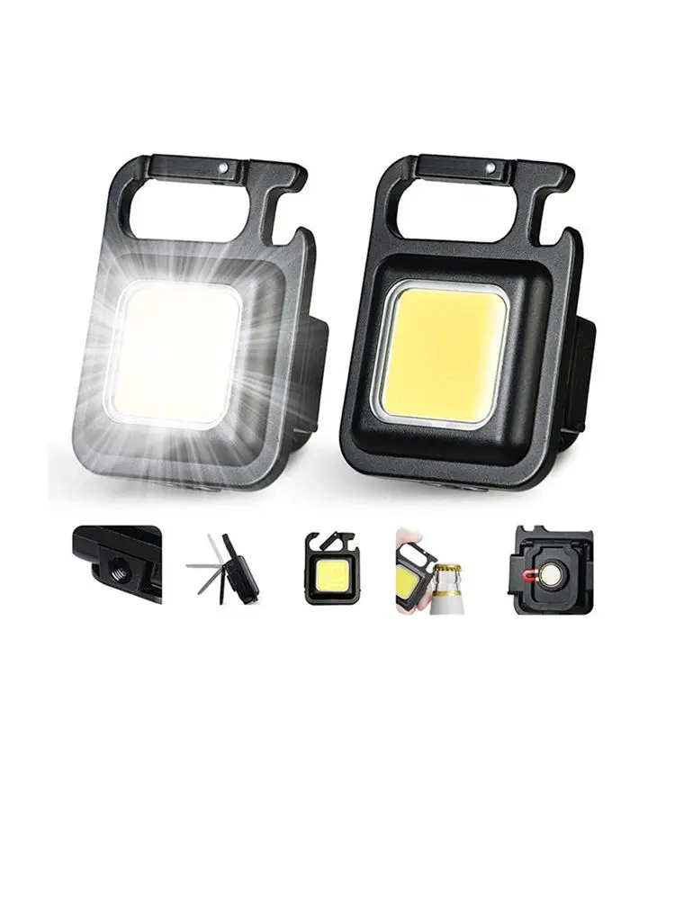 Mini LED 800LM Flashlight Keychain Multifunctional Portable COB Camping Lamps USB Charging Work Lights Fishing Lanterna