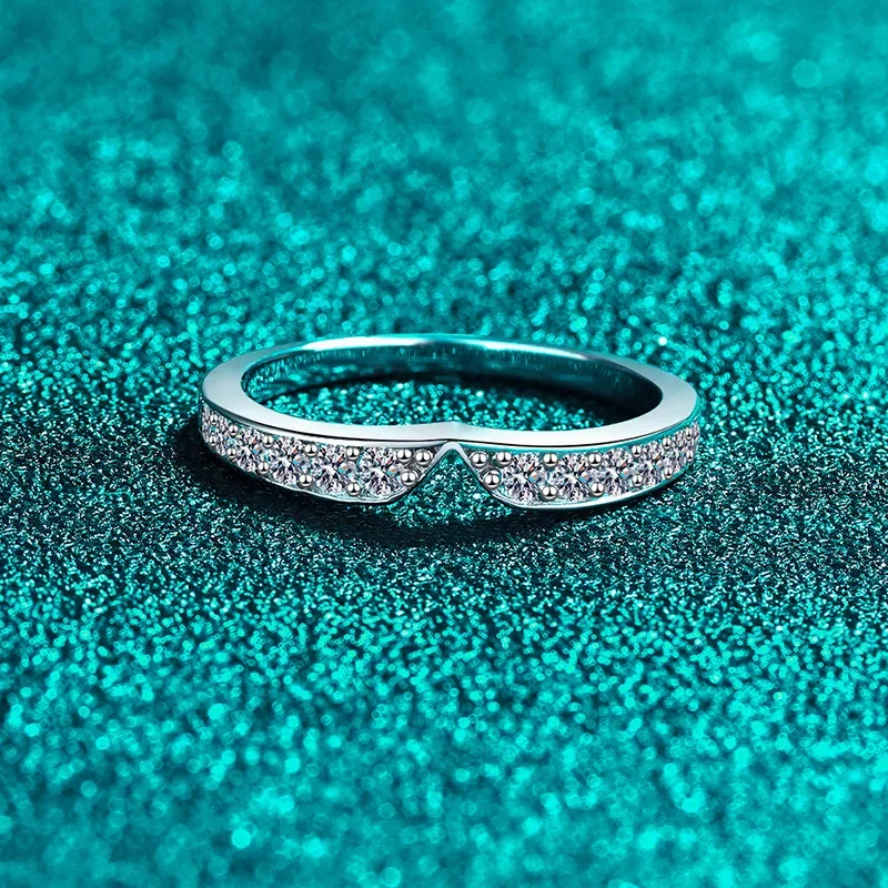 

Рыбий хвост 0,33 карата, полное кольца с муассанитом, платиновые Pt950 V-образные кольца для пар, высококачественный подарок на годовщину, ювелирные украшения для нее