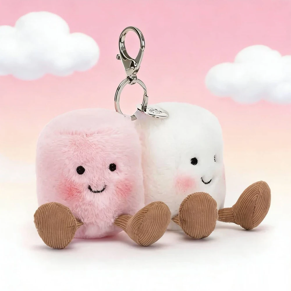 

Jely and a Cat Plush Cotton Candy Two Tone Keychain Soft Cute Doll Car Pendant Holiday Gift Accessories Essential for hobbyists