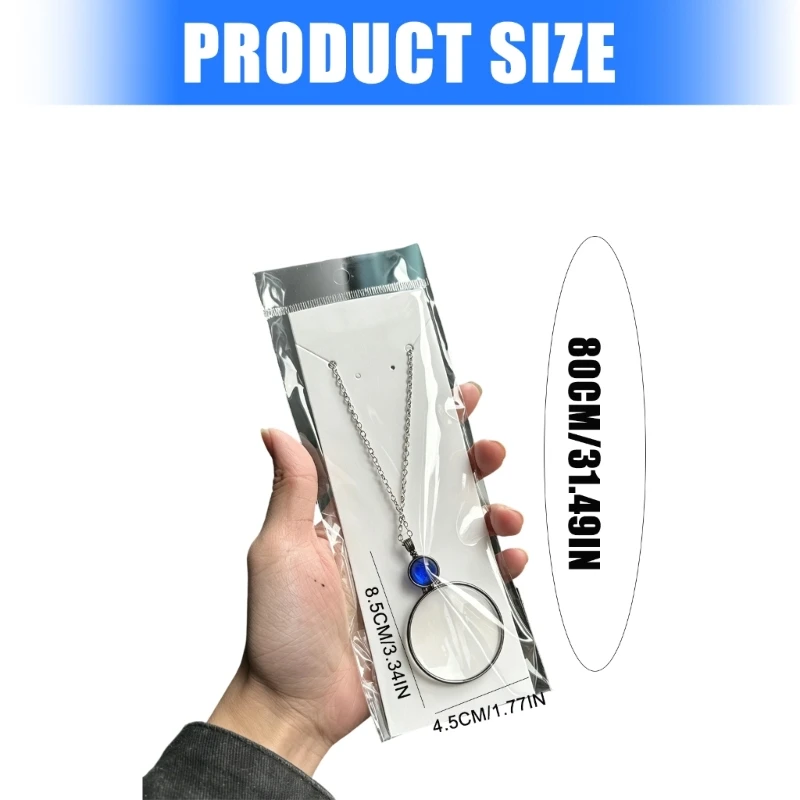 Stylish Resin Magnifier Jewelry With Adjustable 80cm Chain Glass Pendant Necklace For Readers And Artists E0BF
