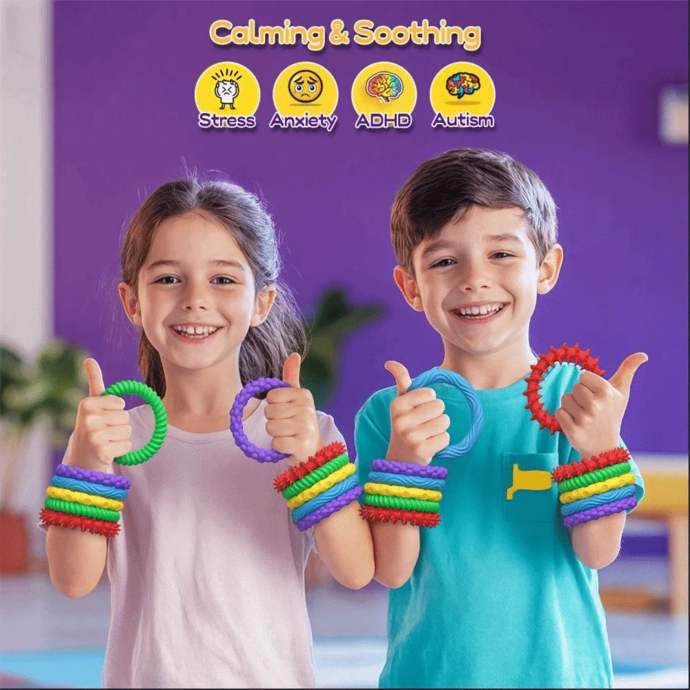 Silicone Material Sensory Hand Ring Toys Rotatable Non-Toxic TPR Sensory Hand Ring Toys Fidgeting Feature Calming Effect