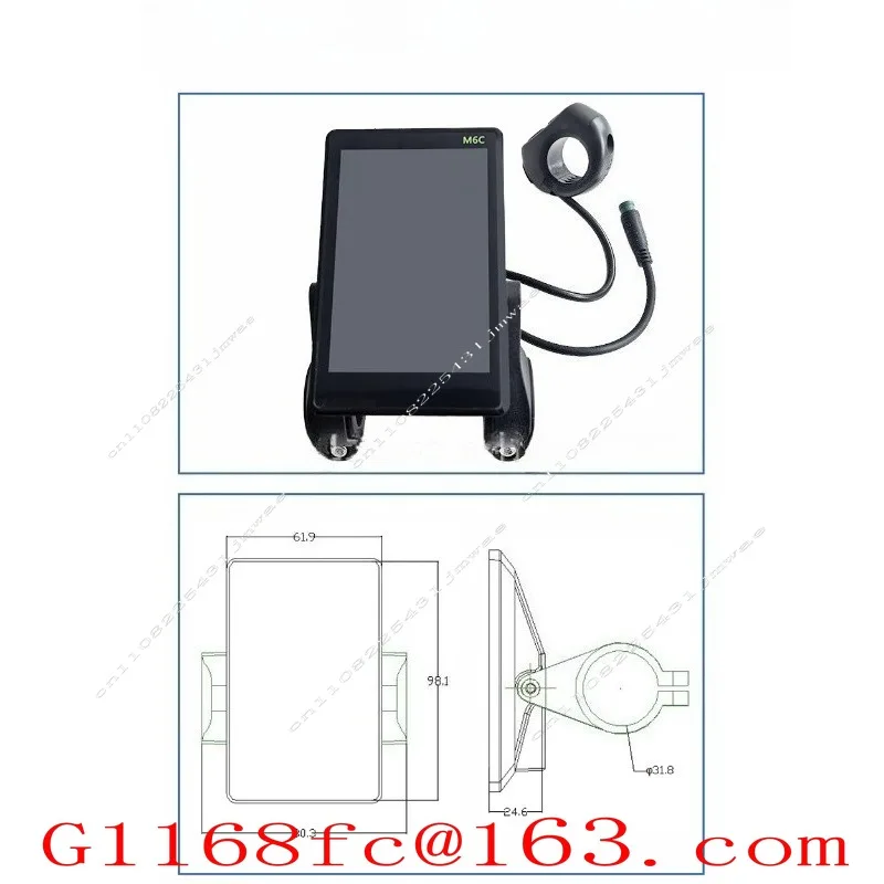 Electric Scooter Bicycle LCD Liquid Crystal Meter Vertical Screen Color Screen Waterproof Line 5 Holes 5 Lines-M6C